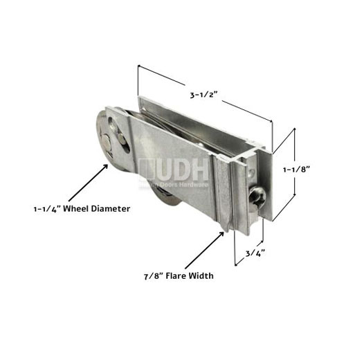 Sliding Door Roller 1-1-4” Stainless Steel Precision Tandem 3-4” x 1-1-8” - Dimensions